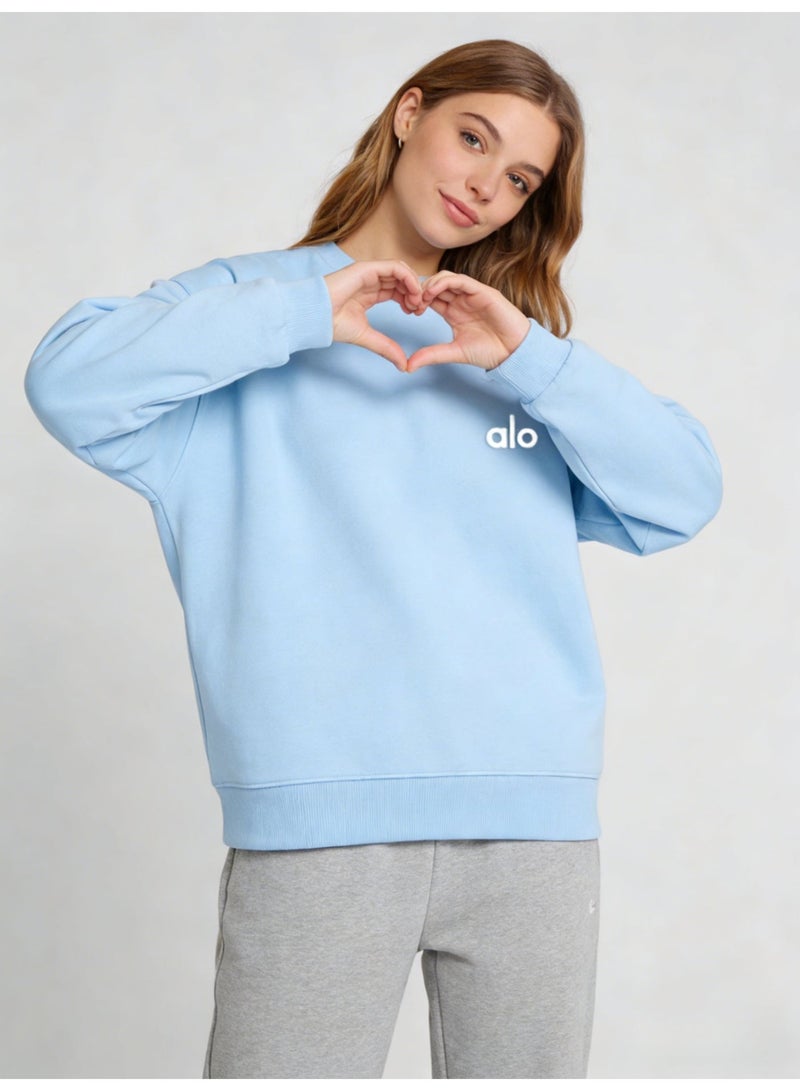 Alo World Classic Sky Blue Crewneck Sweatshirt for Everyday Wear - Image 1